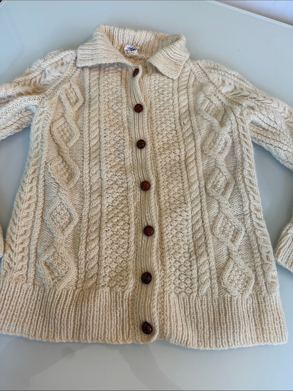 Cream Cable Knit Women's Cardigan - size M